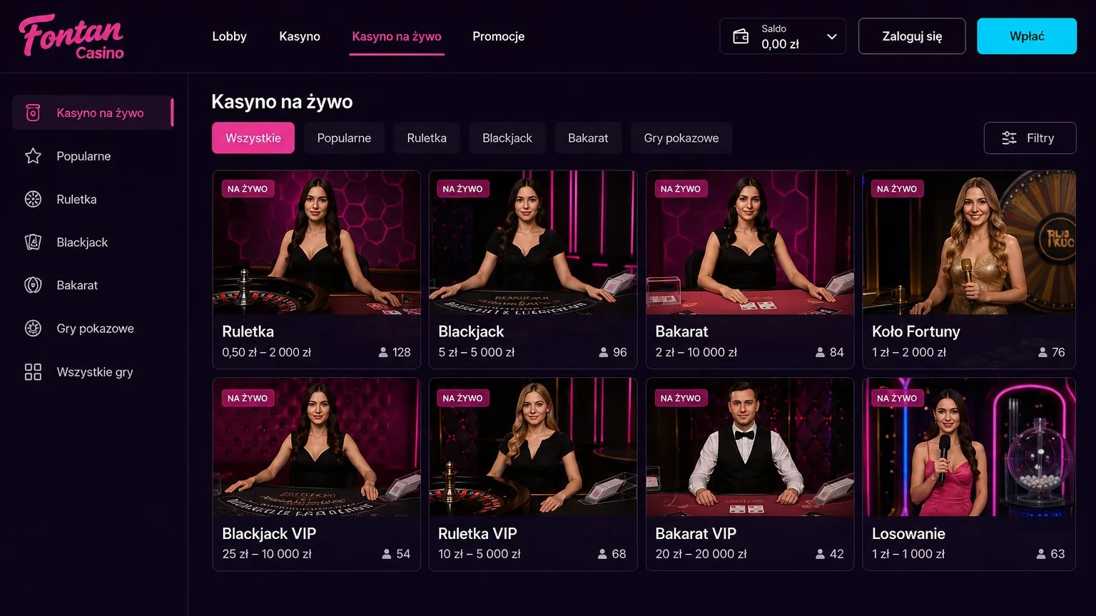 Kasyno na żywo — Fontan Casino