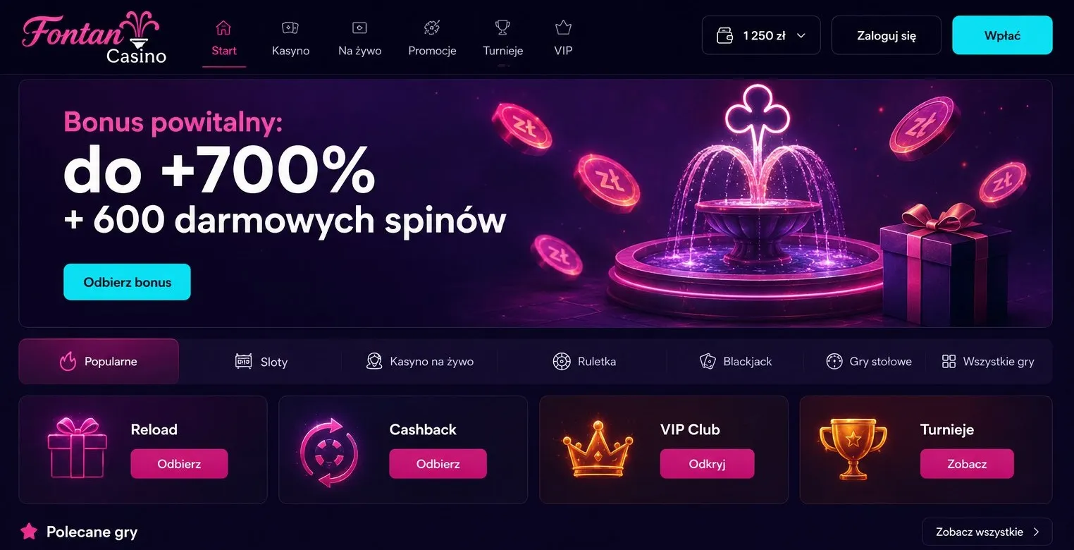 Bonus powitalny w Fontan Casino